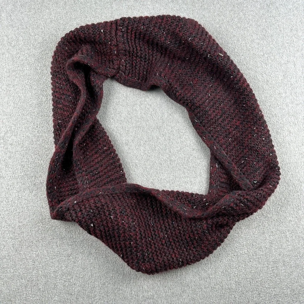 Infinity Scarf Womens OS Burgundy Wool Blend Made in Italy Sparkle